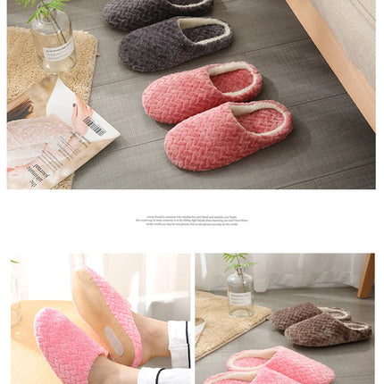 Women Winter Home Fur Slippers Cartoon Cat Non-Slip Soft Warm House Indoor Bedroom Men Couples Boys Girl Memory Foam Floor Shoes