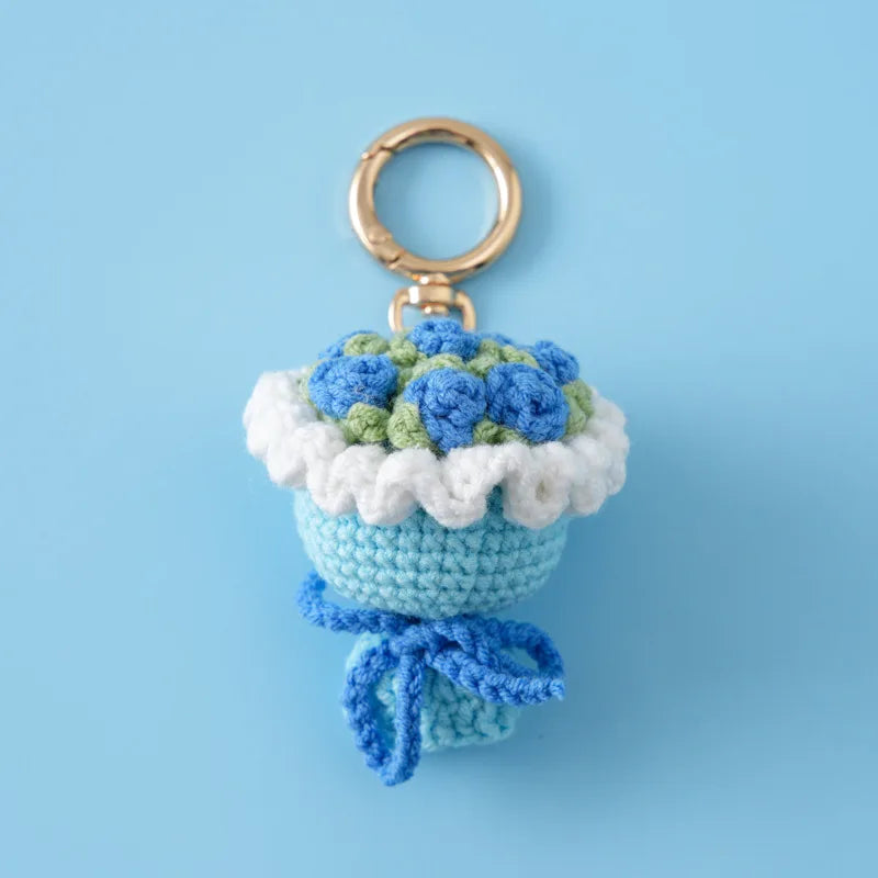 Stuffed Plants Sunflowers Roses Handmade Crochet Flowers Keychains Small Pendant Backpack Hangings Christmas Birthday Gifts