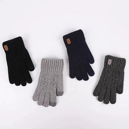 new men's warm gloves winter touch screen plus fleece gloves cold warm wool knitted gloves