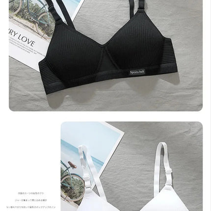 Cotton Underwear Women AB Cup Bra Wireless Gathered Comfort V Brassiere Push Up Lingerie Bralette For Women Seamleass Bras