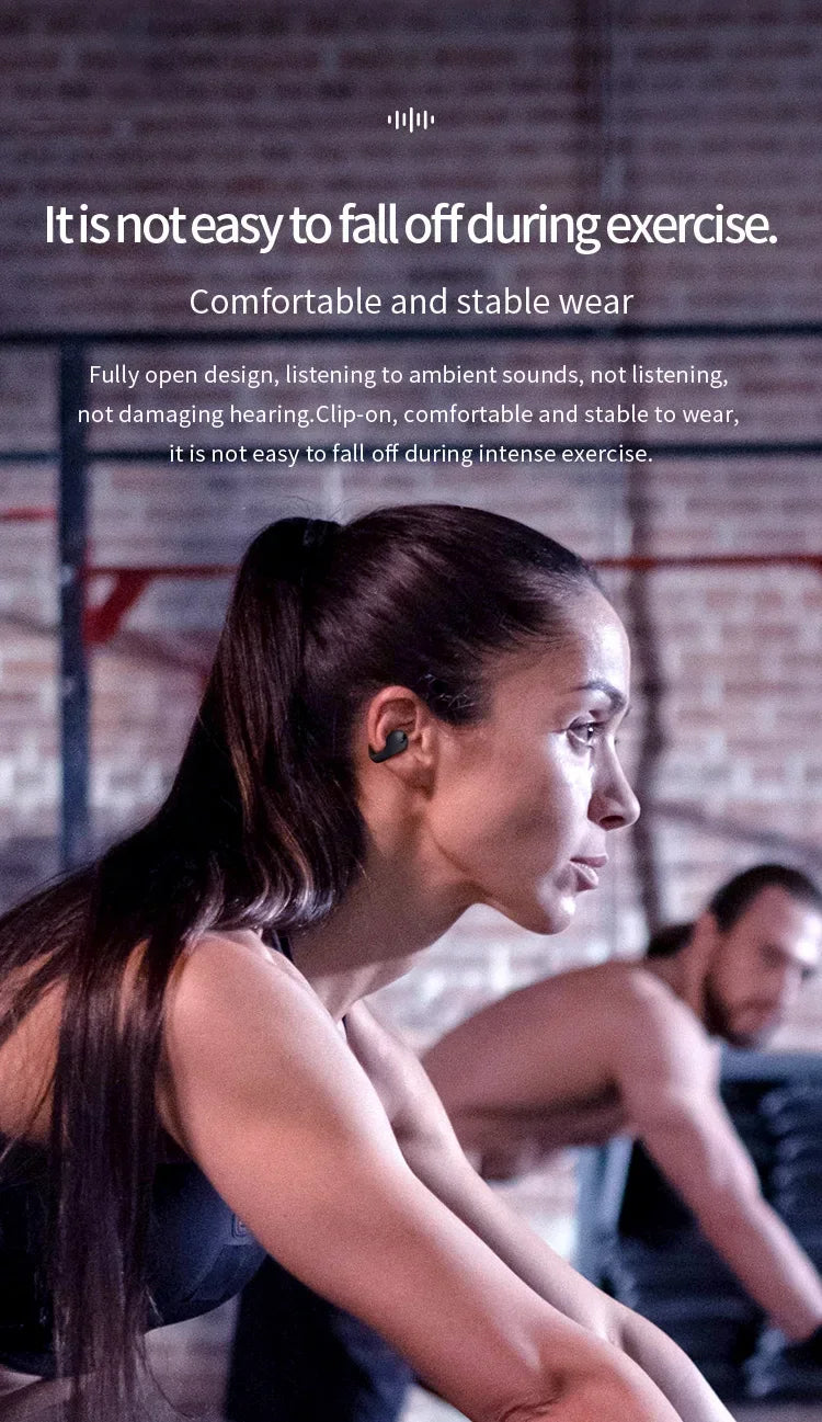 T75 Sport Bone-Conduction Bluetooth 5.3 Earphones HiFi Sound Wireless Headphones Earclip Waterproof Open Ear Headset Earring