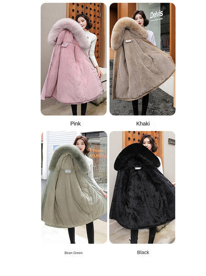Women Parka Fashion Long Coat Wool Liner Hooded Parkas 2023 New Winter Jacket Slim with Fur Collar Warm Snow Wear Padded Clothes