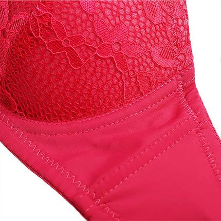 Lace Bra for Women Big Cup 3/4 Sexy Floral Underwire Underwear Ladies Push Up Thin Bra 36-40B Black Gather Brassiere