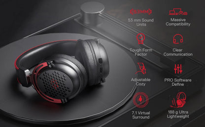 Redragon H386 USB Diomedes Wired Gaming Headset 7.1 Surround Sound  53MM Drivers Detachable Microphone Headphone