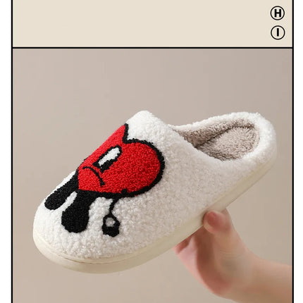 Winter Home Warm Women Slippers House Girl Fur Cute Bad Bunny Love Cushion Slides Bedroom Ladies Cotton Female Plush Shoes