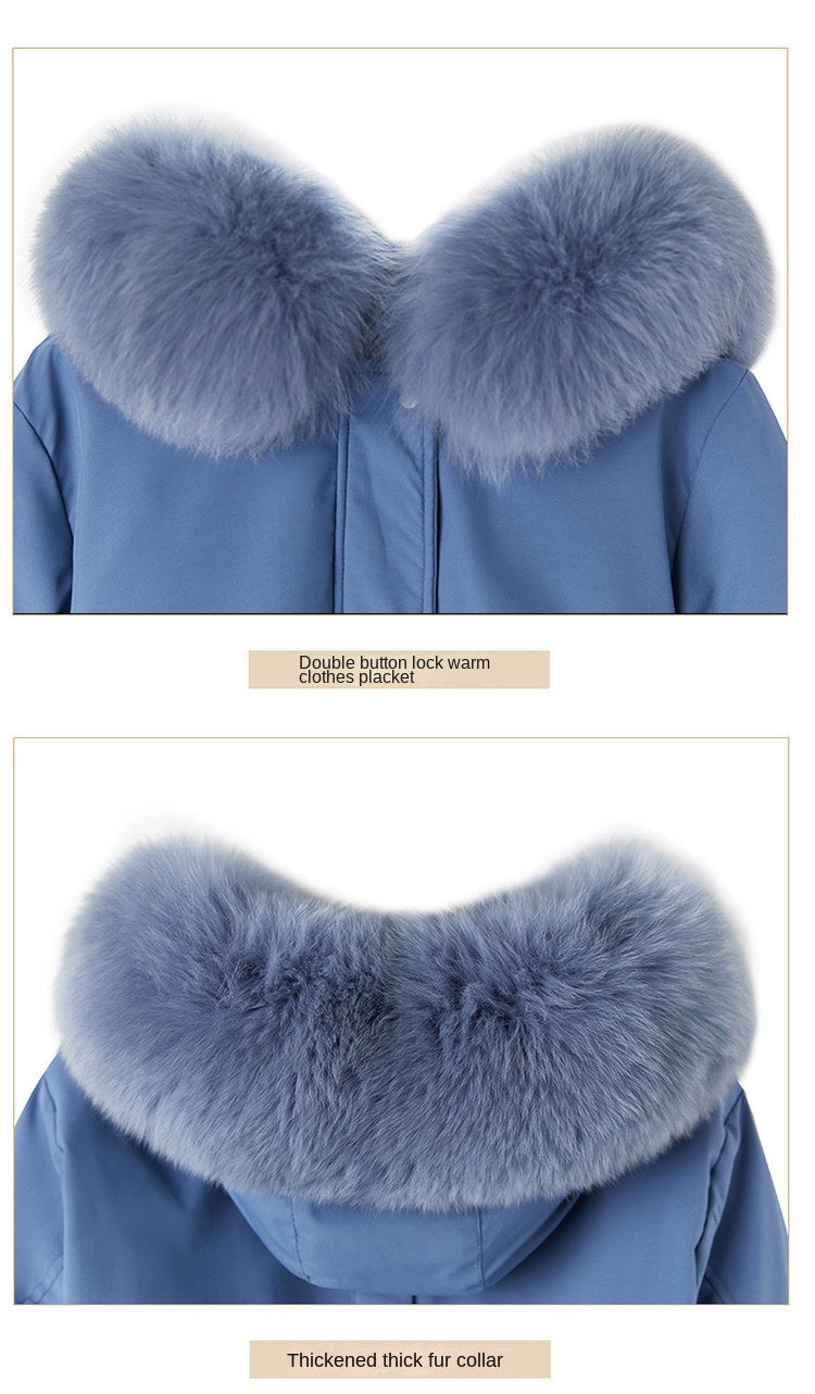 Women Parka Fashion Long Coat Wool Liner Hooded Parkas 2023 New Winter Jacket Slim with Fur Collar Warm Snow Wear Padded Clothes