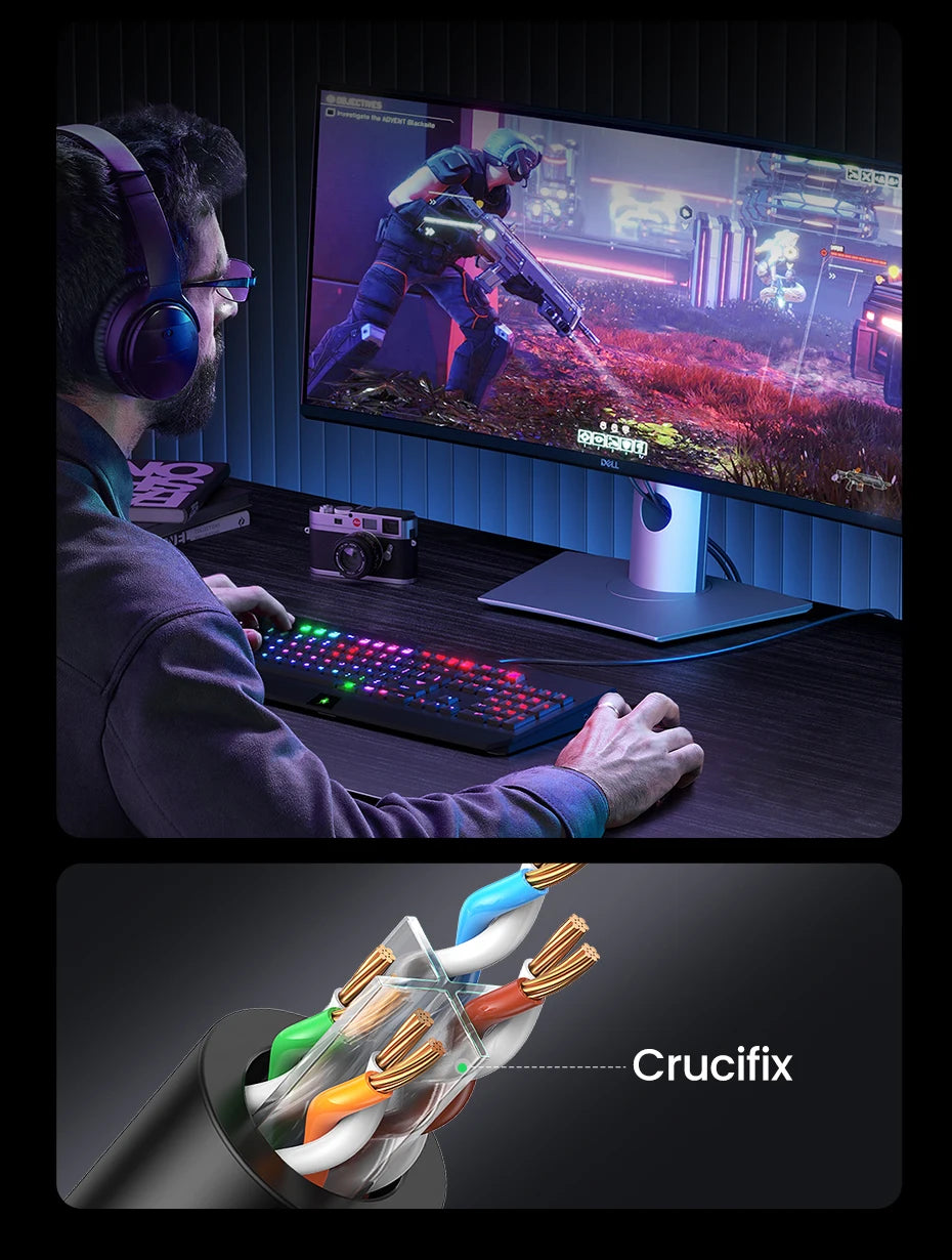 UGREEN Ethernet Cable Cat6 Gigabit High Speed 1000Mbps Internet Cable RJ45 Shielded Network LAN Cord for PC PS5 PS4 PS3 Xbox