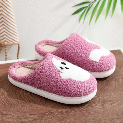 Warm Plush Slippers Women's Winter Halloween Black Spider Web Home Cotten Slippers Flip Men Indoor Floor Slippers Party Gifts