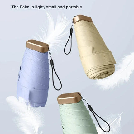 Mini Sun Umbrella Pocket Rain Umbrella Vinyl Folding UV Ultraviolet Protection Sun Shade Pocket Parasol Capsule