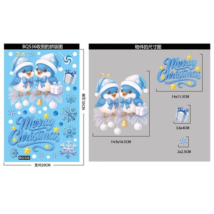 Christmas Window Stickers Winter Snowman Santa Claus Snowflake Elk Static Stickers Glass Ornaments Merry Christmas Decor
