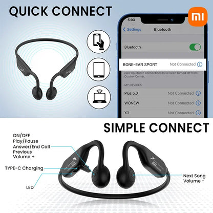 Xiaomi A18 Bone Conduction Earbuds Neckband Wireless Bluetooth 5.3 TWS Over Ear Earphone IP56 Waterproof Sport Headset With Mic