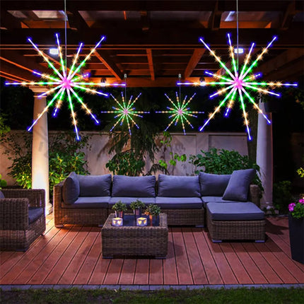 PAMNNY Battery Powered Starburst Firework Lamp Waterproof Christmas Garden String Light Garland for Wedding Party New Year Decor