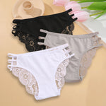 3PC/Set Women Sexy Lace Panties Low Rise Hollow Out Briefs Floral Transparent Underwear for Feamale Elastic Straps Soft Lingerie