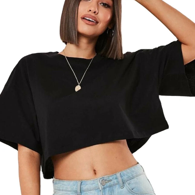 Cotton Women Short Sleeve Dance Running Clothes Yoga Fitness Crop Top Navel Baring New Sport T-Shirt Loose Gym Workout Shirts