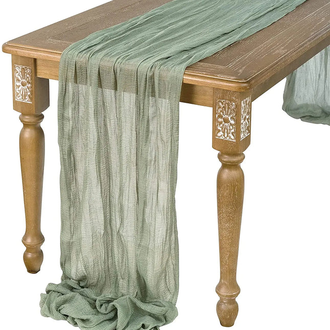 Semi-Sheer Gauze Table Runner Sage Cheesecloth Table Setting Dining Vintage Wedding Party Christmas Banquets Arches Cake Decor