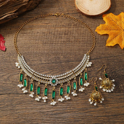Vintage Bohemian style necklace, earrings, collarbone chain, exaggerated personality, ethnic style chain accessories, exotic atm