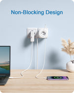 LENCENT EU Plug Wall Socket Extender with 4 AC Outlets+3 USB +1 Type C 5V/3A Charger Adapter 8-in-1 Socket On/Off Switch
