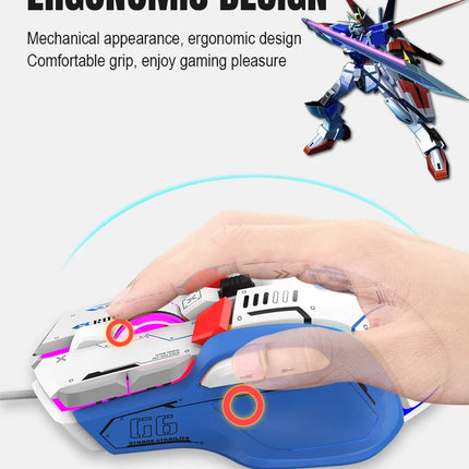 G6 Gaming Mouse Wired 128000DPI ChipA826 RGB Macro-programmable Ergonomic design superior for Gaming and Work