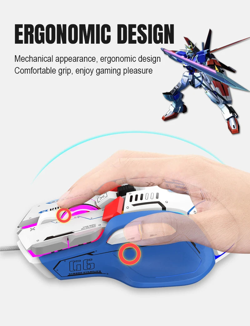 G6 Gaming Mouse Wired 128000DPI ChipA826 RGB Macro-programmable Ergonomic design superior for Gaming and Work