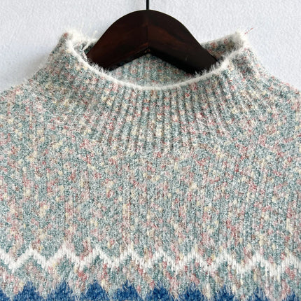 Winter Clothes Women 2023 New Year Sweater Snowflake Vintage Loose Jumper Red Long Sleeve Knitted Pullover Holiday Tops