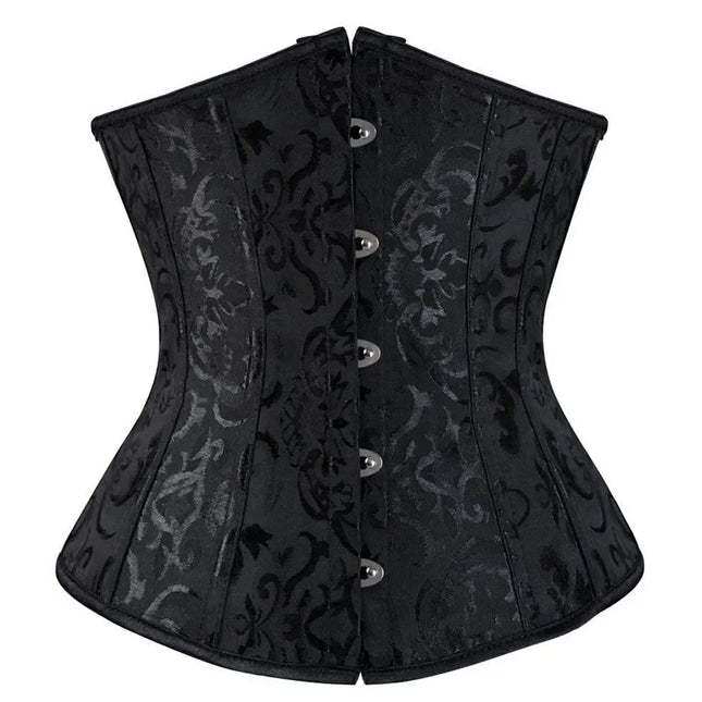 Vintage Underbust Corset Top Women Gothic Jacquard Plastic Bones Basques Body Shaper Sliming Waist Trainer Bustier