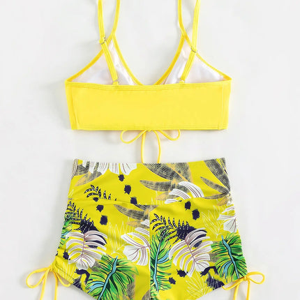 Drawstring Front Shorts Bikinis 2025 High Waist Swimsuit Women Swimwear Female Bathers Bathing Swimming Swim Suit Beachwear