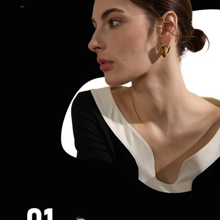 Yhpup Fat Fashion Stainless Steel Heart Chunky Hoop Earrings Charm Metal Texture Rust Proof Versatile Jewelry серьги тренд