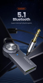 Toocki Wireless Bluetooth 5.1 Receiver Adapter 3.5mm Jack Audio Music Dongle USB Car Bluetooth Transmitter for Aux Car Speaker