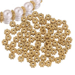 50pcs Stainless Steel Daisy Snowflake Flower Spacer Beads Gold Plated Loose Bead Cap for DIY Needlework Jewelry Making Bracelet