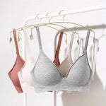 FINETOO Women Wireless Bra Deep V Padded Bralette S-XL Trendy Stripe Knitting Bras Sexy Ladies Brassiere Solid Underwear 6 Color