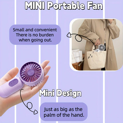 1PC USB Mini Rechargeable Portable Fan with 3 Speeds, Handheld Fan for Gift Choice, Perfect For Office, Outdoor, Travel, Camping
