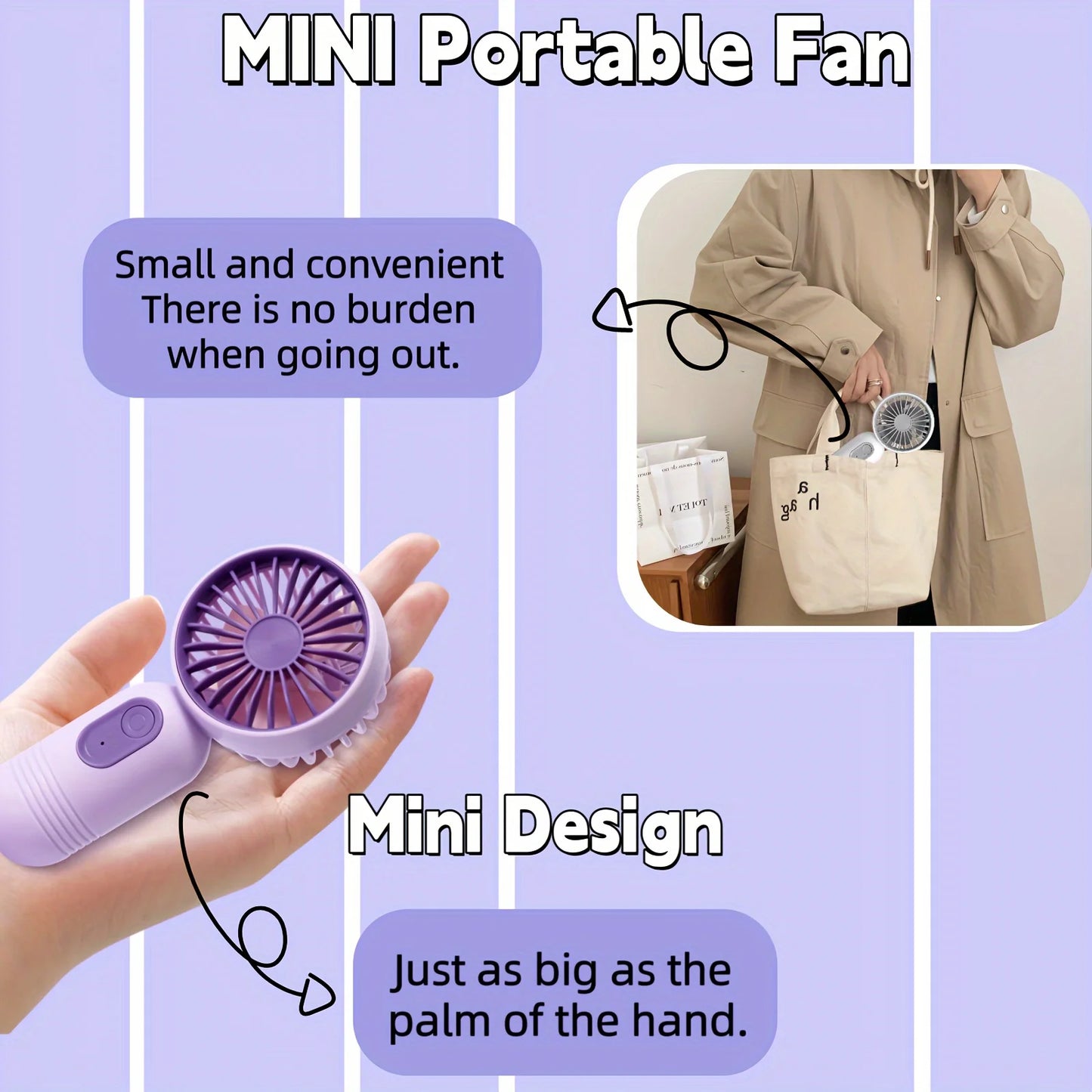 1PC USB Mini Rechargeable Portable Fan with 3 Speeds, Handheld Fan for Gift Choice, Perfect For Office, Outdoor, Travel, Camping