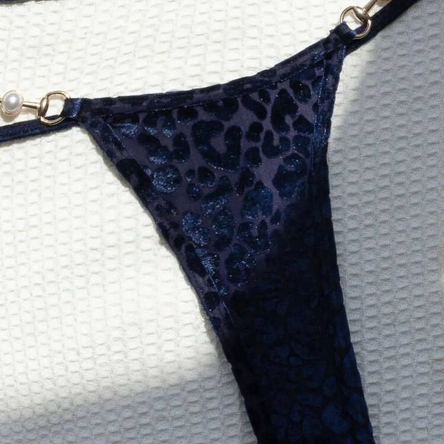 2024 Brazilian Summer Women Leopard Pearl Bathing Suit Beachwear Thong Two Pieces Set Special Fabric Halter Neck Swimwear Bikini