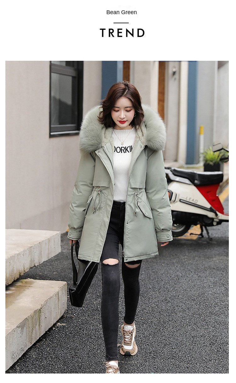 Women Parka Fashion Long Coat Wool Liner Hooded Parkas 2023 New Winter Jacket Slim with Fur Collar Warm Snow Wear Padded Clothes