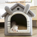Indoor Warm Dog House Soft Pet Bed Tent House Dog Kennel Cat Bed with Removable Cushion Suitable for Small Medium Large Pets Ind