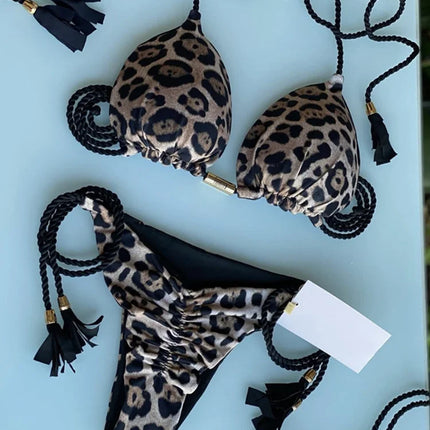 New Women Bikini Backless Rope Triangle Swimsuit Multicolor