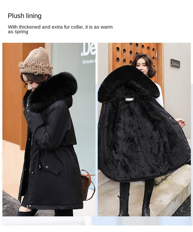 Women Parka Fashion Long Coat Wool Liner Hooded Parkas 2023 New Winter Jacket Slim with Fur Collar Warm Snow Wear Padded Clothes