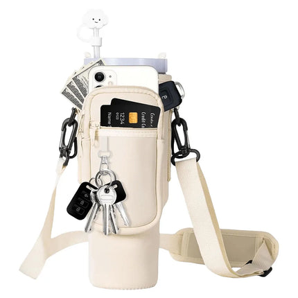 40oz Neoprene Water Bottle Carrier Bag For Stanley Quencher Cup Sleeve with Adjustable Shoulder Strap Water Bottle Holder Pouch
