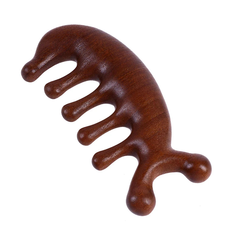Body Meridian Massage Comb Sandalwood Five Wide Tooth Comb Acupuncture Therapy Blood Circulation Anti-static Smooth Hair