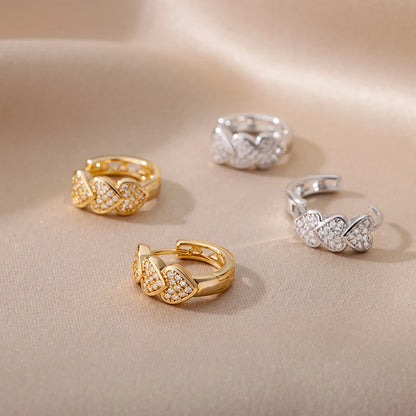 Zircon Star Hoop Earrings for Women Stainless Steel Gold Color Round Huggie Earrings 2023 Trend Wedding Jewelry pendientes mujer