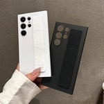 Luxury Ultra-Thin Matte Elastic Silicone Wrist Strap Shockproof Case For Samsung S25 Edge S24 S23 Ultra Plus PC Hard Clear Cover