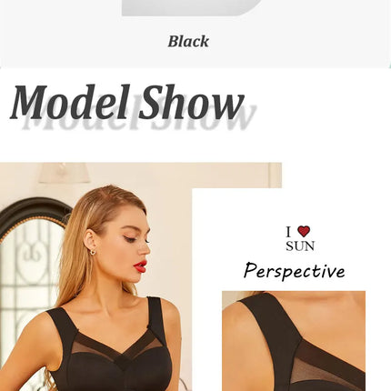 Women Sexy Bra Full Cup Brassiere Female U Back Underwear Lace Splicing Pespective Bralette V Neck Intimates Lingerie Large Size