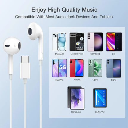 Original Wired Earphones For iPhone 15/14/13/12/11 Pro Max 7/8Plus X/XR/XS iPad In-Ear Earbud For Lightning USB C 3.5mm Earbuds