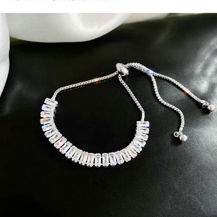 Full of Rhinestone Stainless Steel Bracelet For Women 2022 New  Designer Shiny Luxury Zircon Adjustable Bracelets Jewelry Gift