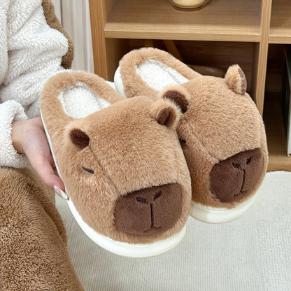 Plush Cartoon Slippers Closed Toe Slippers Fluffy Couple Slippers Men Womens Non-Slip Furry Animal Slippers Indoor Bedroom Shoes