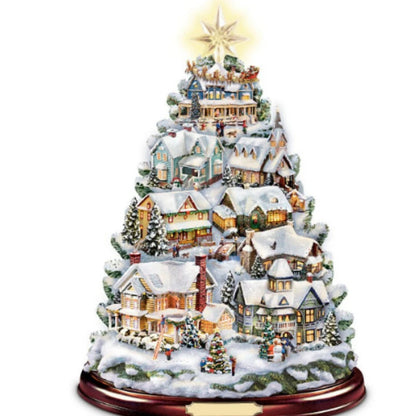 Christmas Tree Rotating Sculpture Train Decorations Paste Window  Stickers