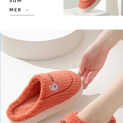 Thick Sole Home Outside Indoor Men and Women Couples Winter Household Warm Fluffy Slippers High Heels Plush Cotton Shoes Ladies