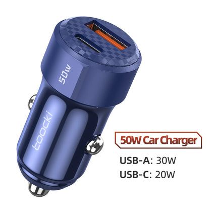 Toocki 50W Car Charger USB C Quick Charge QC PD 3.0 Type C Fast Charging for iPhone 14 Pro Max Xiaomi POCO Samsung Car Charger