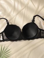 Transparent Floral Two Pieces Clothing Underwire Push Up Lingeries For Woman A2123