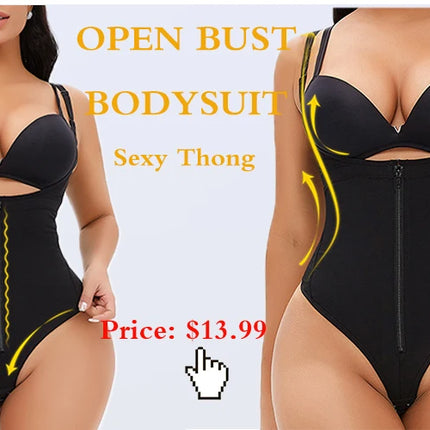 GUUDIA Ribbed Tummy Jumpsuit Daily Shaper Bodysuits Light Control Compress Tummy Control Open Crotch Shapewear Suits Open Crotch